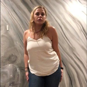 CLUB MONACO white silk racer back tank blouse